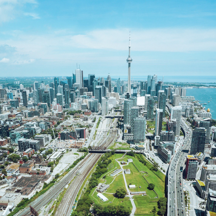 Aerial view of downtown Toronto
